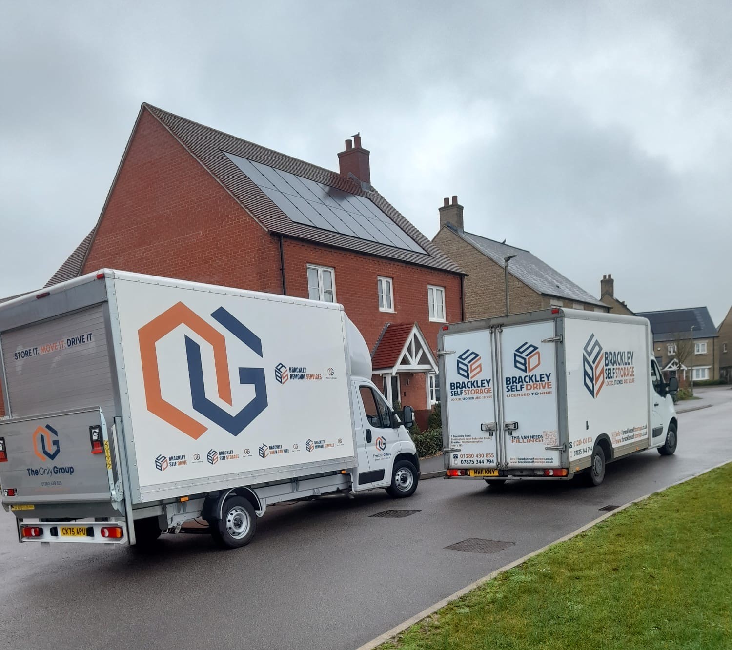 The Only Group vans parked outside a house in Brackley